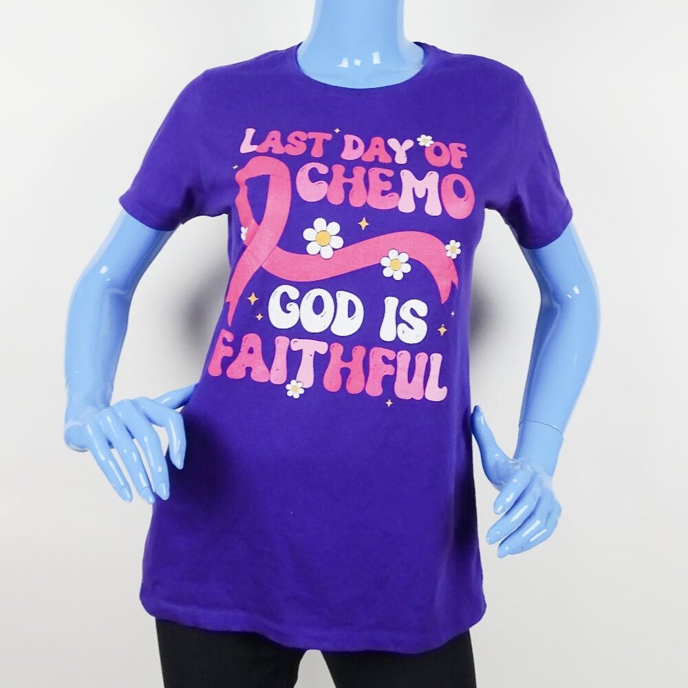 Last Day of Chemo Chemotherapy Cancer T-Shirt Womens M 8 10 Treatment Awareness